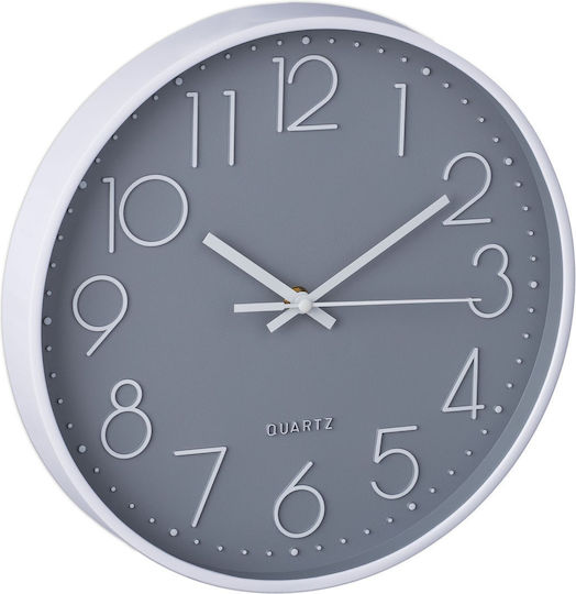 Wall Clock Kitchen Living Room Decorative Modern Arabic Numbers 30 X 4 Cm White Gray