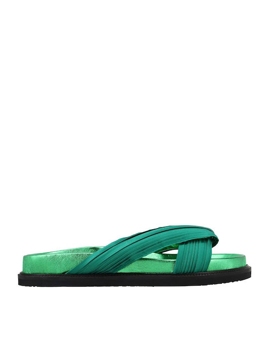 Kalogirou Flache Sandalen für Damen in Grün Farbe