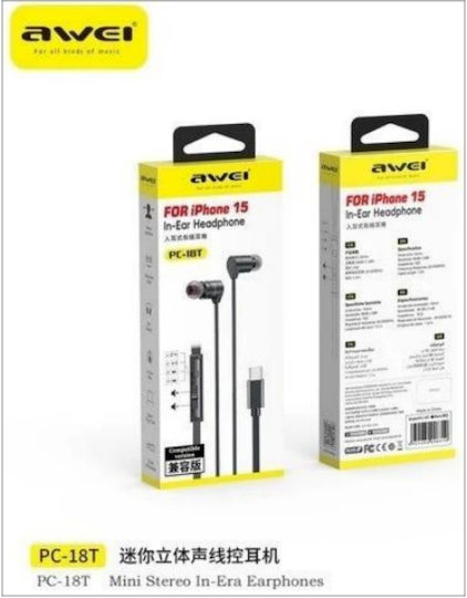Awei Pc-18t In-ear Handsfree Headphones with Connector USB-C Gold