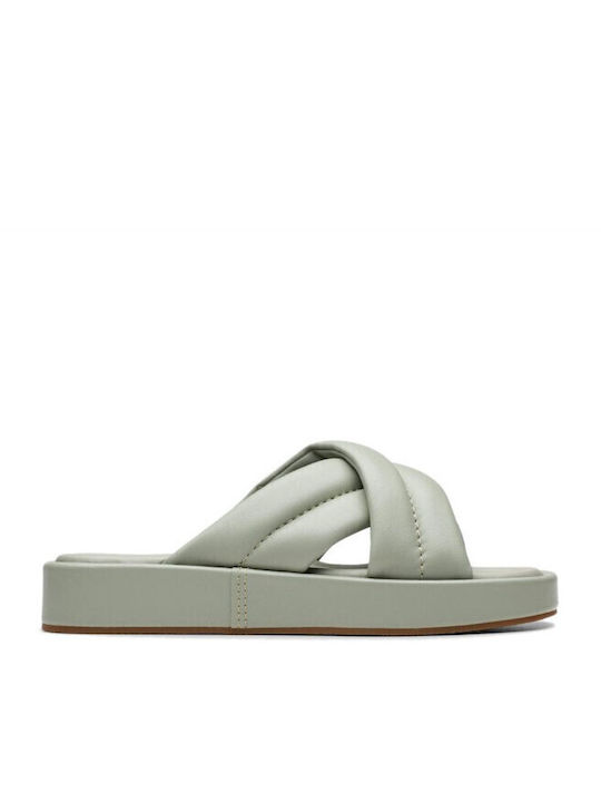 Clarks Glide Δερμάτινα Γυναικεία Σανδάλια Τιρκουάζ