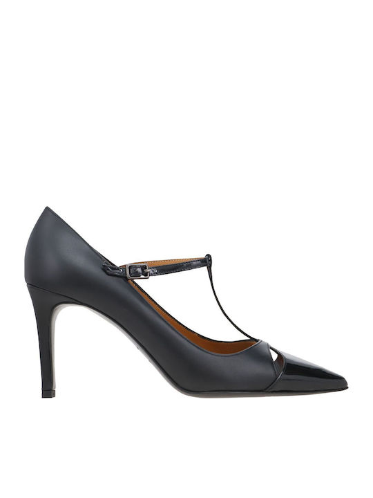Leder Pumps mit hohem Absatz Schwarz