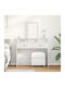 Wooden Makeup Dressing Table White MDF with Mirror 100x41x140cm