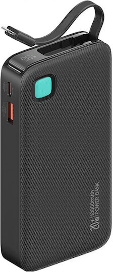Usams CD225 Lightning Power Bank 10000mAh 20W с USB-A порт и USB-C порт Power Delivery Черен