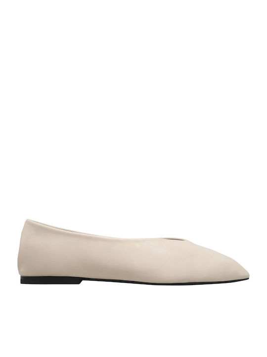 Synthetic Leather Ballerinas Beige