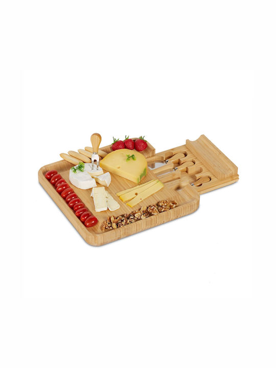 Relaxdays Wooden Cheese Serving Platter 33x33cm