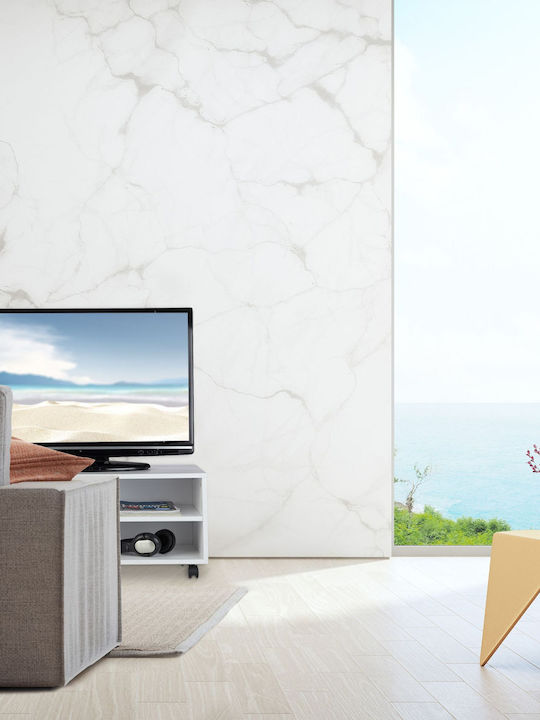 Stand TV cu Roți Alb L35xA80xÎ35cm