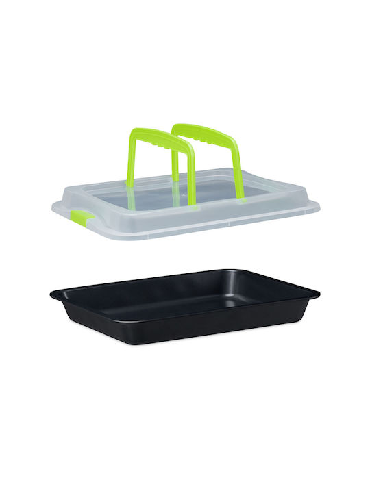 Relaxdays Stainless Steel Rectangular Baking Pan with Lid with Non-stick Coating 32.5x40.5cm