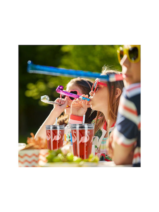 Relaxdays Set de pahare Cocteiluri / pentru apa din Sticlă cu pai 450ml 4buc