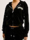 Long Women's Sweatshirt Jacket Hooded Black