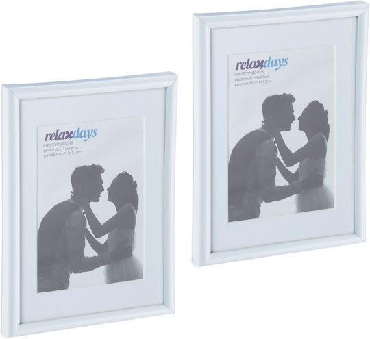 Set 2 rame foto dimensiuni 17,5 x 14 x 9,5 cm alb Relaxdays