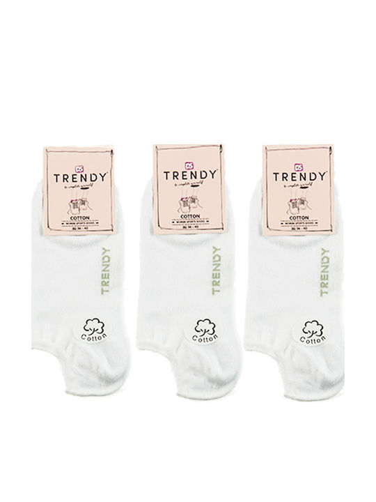 Trendy Women's Solid Color Socks White 3Pack