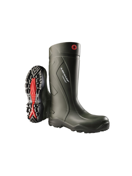 Dunlop Purofort+ O4 Non-Slip Work Wellies Knee Green