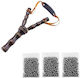 Set Praștie din Lemn 300 Bile Metalice 9 mm Airsoft Praștie 19 cm Maro