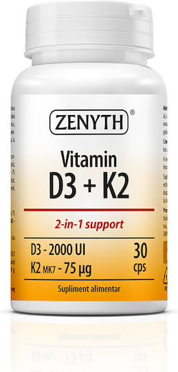 Zenyth Vitamina D3 pentru Întărirea Sistemului Imunitar & Sănătatea Oaselor 2000iu 75mcg Natural 30 capace