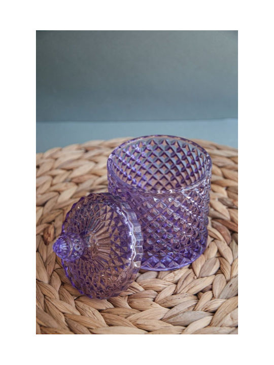 Φοντανιέρα Γυάλινη με Καπάκι 8.5x14cm Μωβ