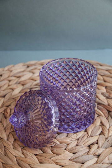 Φοντανιέρα Γυάλινη με Καπάκι 8.5x14cm Μωβ