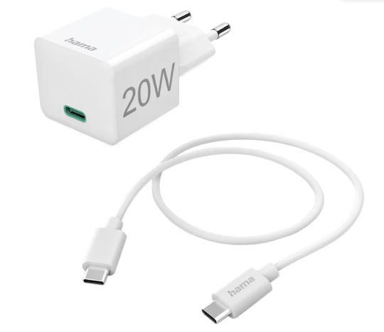 HAMA Incarcător Fără Fir Cu Port USB-C 20W Livrarea Energiei Alb