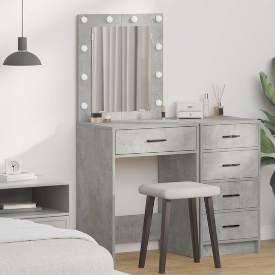 Bodenstehende Schminktisch Schlafzimmer Holz Grau mit Spiegel 50x41x135cm