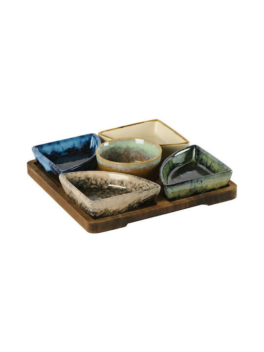 Country Casa Stone Dessert Divided Serving Plate with 4 Slots Multicolour