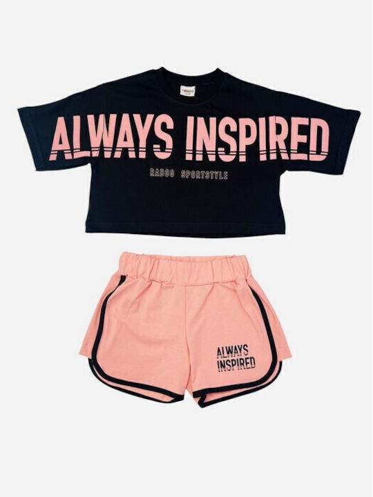 Raboo Kids Clothing Set with Shorts Black-Pink 2 Pieces