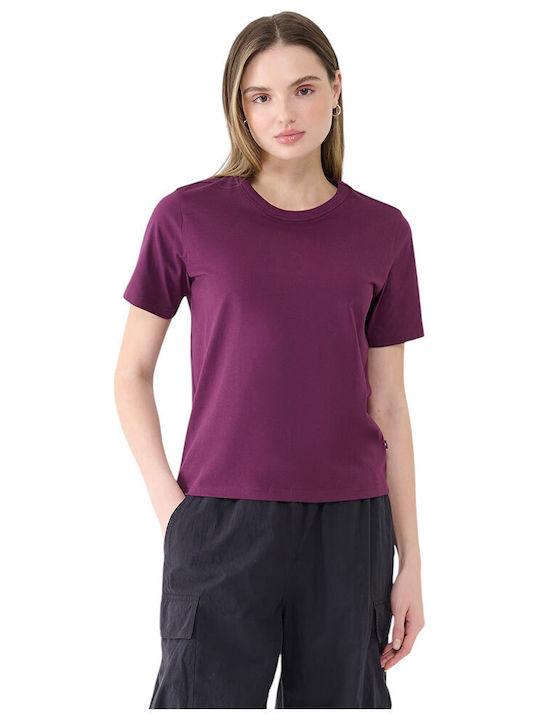 4F Γυναικείο Crop Top Βαμβακερό Κοντομάνικο Μωβ