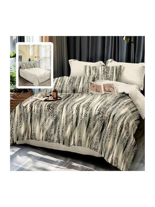 Pucioasa Set Husă de Pilotă Flanel Dublă cu 4 Fețe de Pernă & 1 Cearsaf 200x220 Gri
