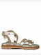 Leather Women's Flat Sandals in Gold Color