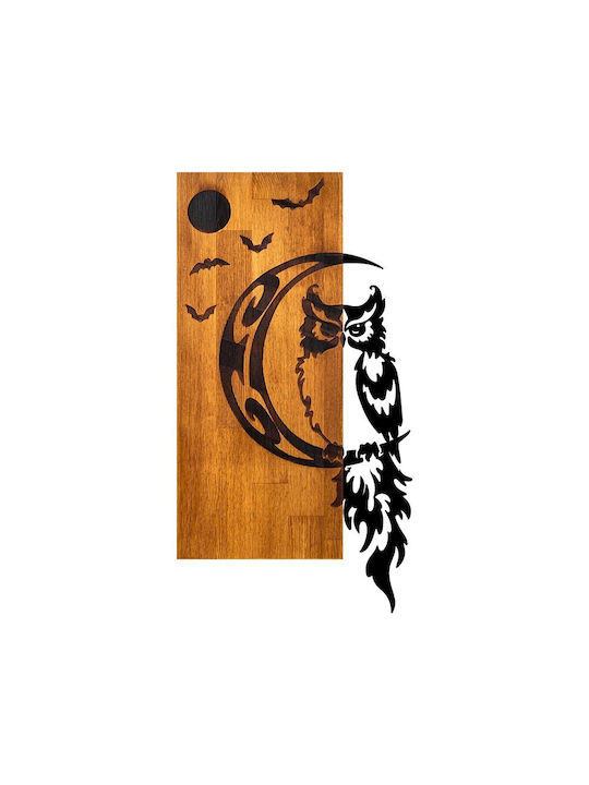 Pakketo 3D Mixed Art Owl Black Wooden Wall Decor 66x3x36cm