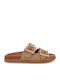 Women's Flat Sandals in Beige Color