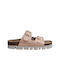 # Leder Flache Sandalen für Damen in Beige Farbe