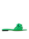 Leather Women's Flat Sandals in Green Color