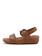 Leather Women's Flat Sandals in Brown Color