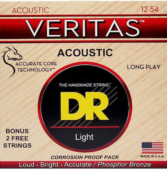 Dr Strings Veritas Vta-12 Phosphor Bronze Χορδές Ακουστικής Κιθάρας 012 054 Light