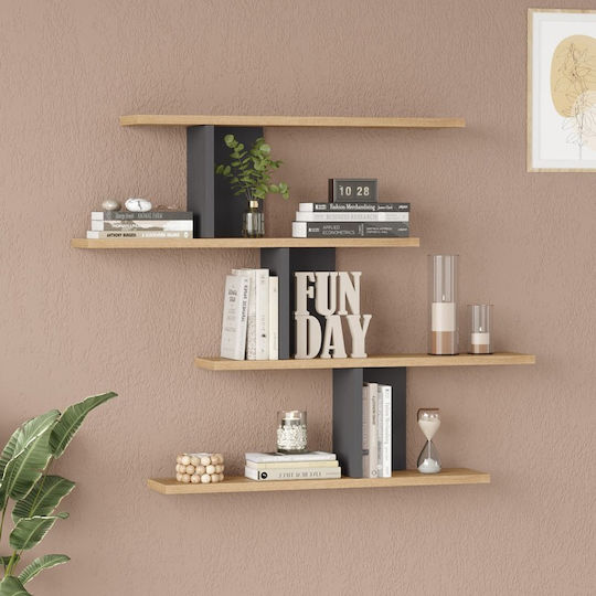 Shelf Wall Zaka 98.7x14.5x78cm Natural-anthracite Shelf Wall Zaka 98.7x14.5x78cm Natural-anthracite