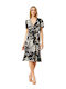 Midi Damenkleid Wickel Blumen