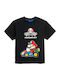 Kids Short-Sleeved Black Blouse Super Mario