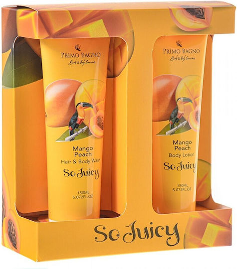 Primo Bagno So Juicy Mango Peach Skin Care Set for Moisturizing & Body Cleaning 2pcs