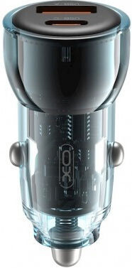 XO Car Charger 60W Fast Charging with Ports: 1xUSB 1xType-C Blue Color