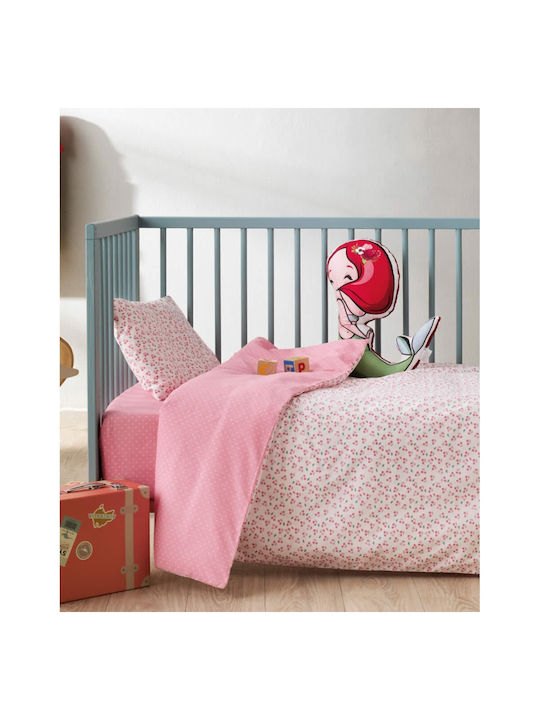 Kentia Cereza Baby Sheets Set Crib Cotton Pink 120x170cm 3pcs