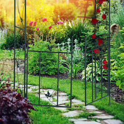 Poartă Metalică Arcuită pentru Flori Cățărătoare Verde Închis 230 X 113,5 X 36,5 Cm Relaxdays