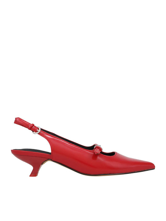 Pumps mit flachem Absatz Rot