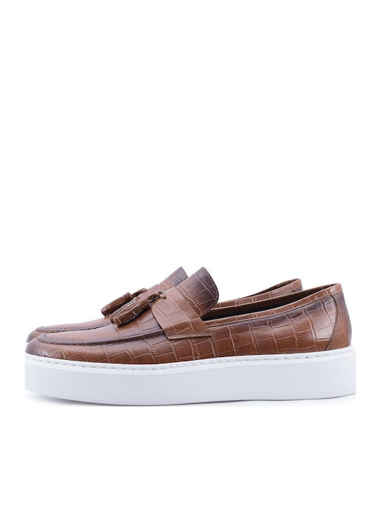 Δερμάτινα Ανδρικά Loafers σε Ταμπά Χρώμα