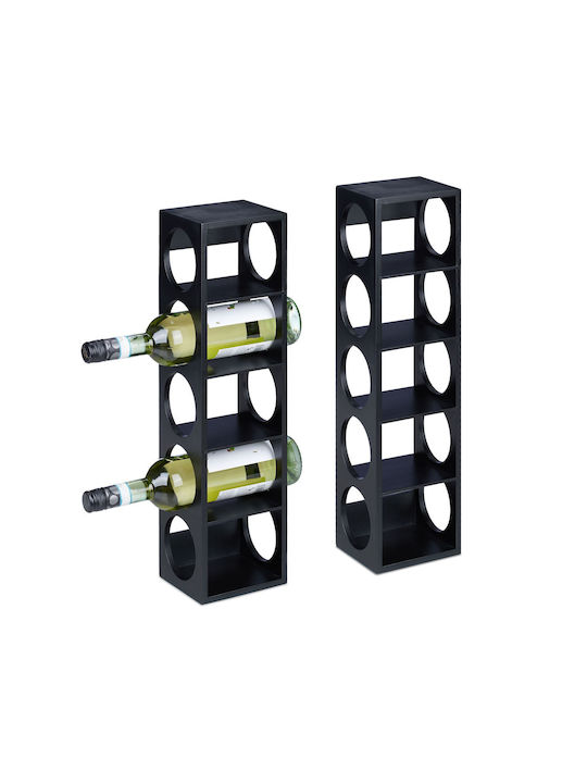 Suport pentru sticle de vin din bambus, 2 bucăți, negru, 53 x 14 x 12 cm