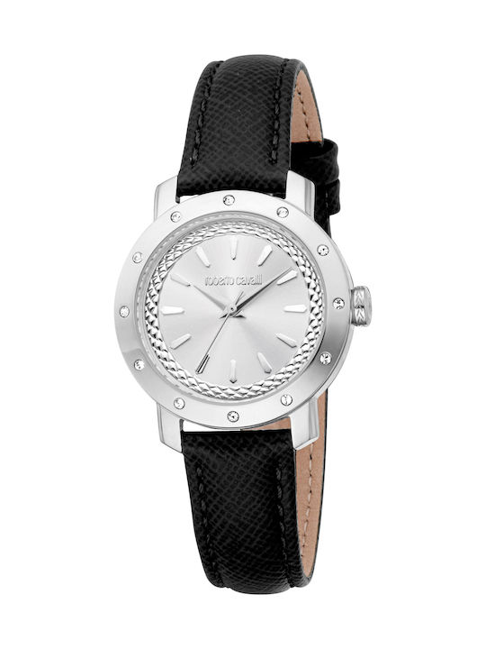 Roberto Cavalli Women's Watch with Black Leather Strap