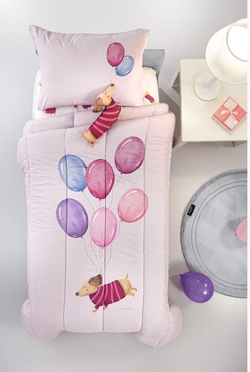 Saint Clair Подредба Детско Одеяло Единично с Калъфка за Възглавница Pet Fuchsia 160x220 см