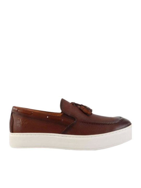 19V69 Men's Leather Casual Shoes Tabac Brown