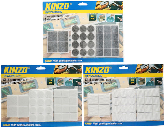 Set aus 28 Kinzo weißen Möbelpads Verschiedene Designs 24,4x10,8x0,2cm