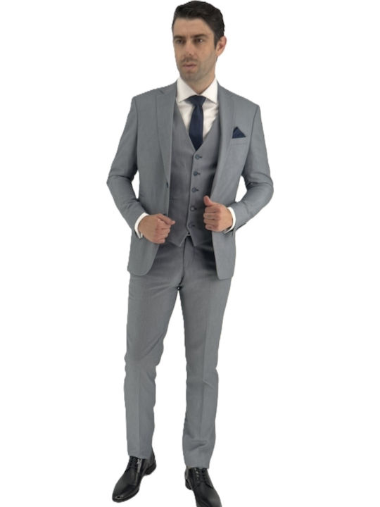 Costum Bărbați Cu vestă Gray