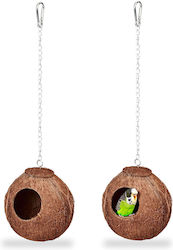 Bird Nest In Shape A Ball 2 Pieces Made From Natural Coconut Shell 14 X 12.5 X 12 Cm Brown