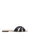 Leather Women's Flat Sandals in Black Color